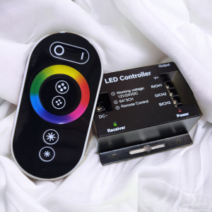 RGB Контроллер с пультом Touch  RGB+RF (пульт овальный Черный), 18A, 12-24V